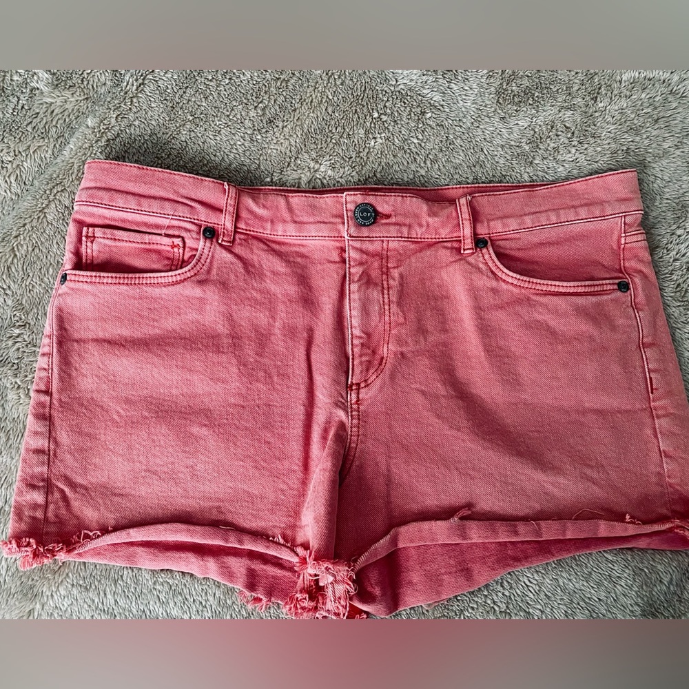 Loft Coral Denim Cutoff Shorts w/Spandex Stretch Sz  12/31